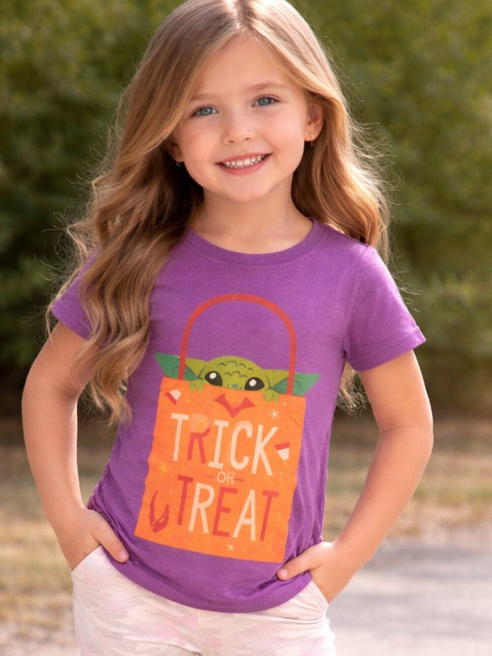 Next Level Apparel Baby Yoda Grogu Halloween Trick Or Treat Star Wars Tee S 5/6